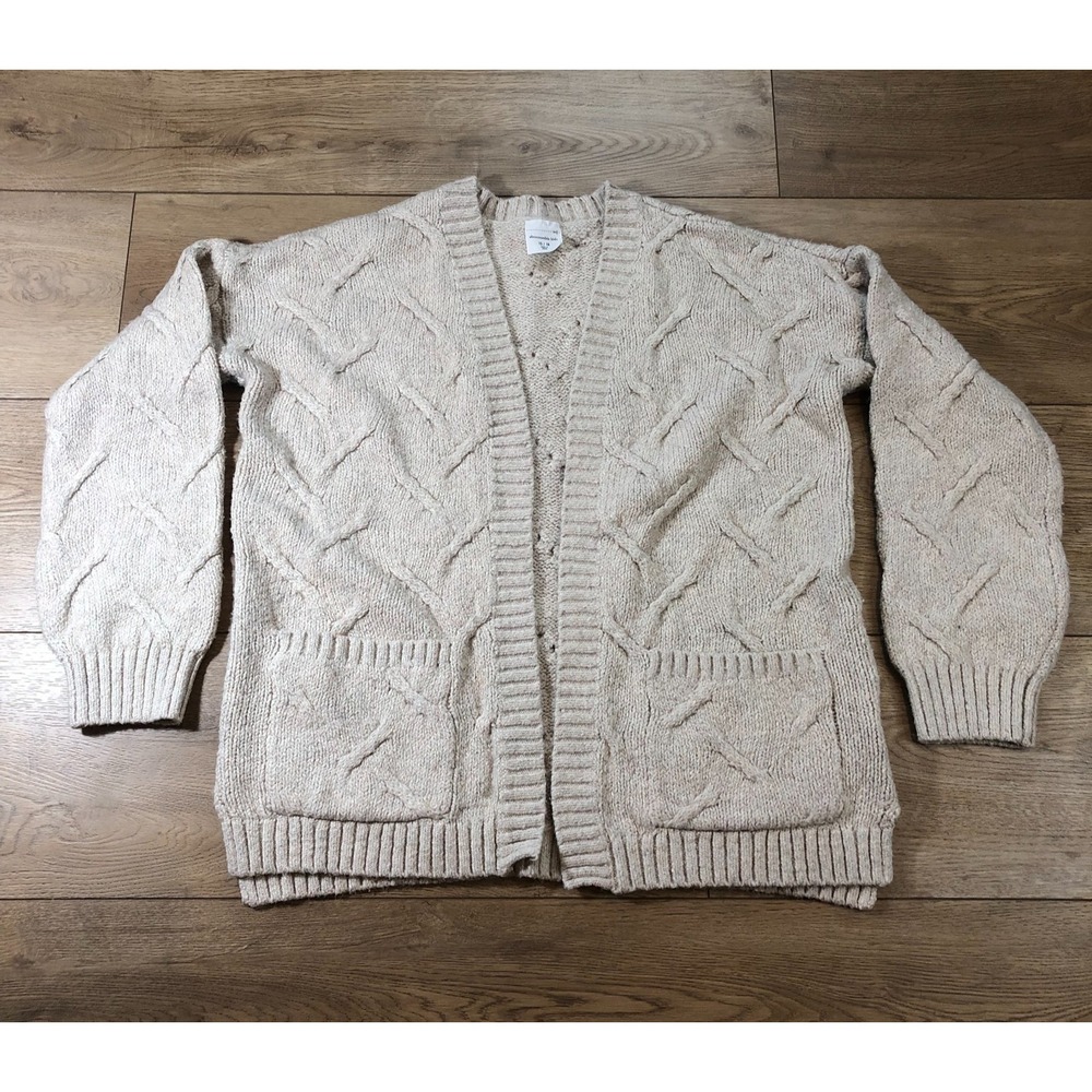 Abercrombie Kids 15/16 Beige Open‎ Cardigan Pockets Chunky Fisherman Gramdmacore